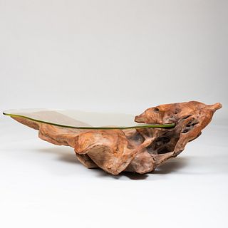 Glass and Driftwood Low Table