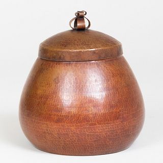 Dirk van Erp Hammered and Patinated Copper Vase and Cover