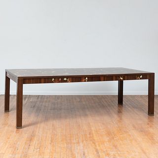Louis Cane (b. 1943): Large Inlaid Oak Dining Table