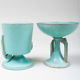 Two Roseville Pottery Glazed 'Moderne' Vessels