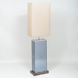 Modern Mirrored Stainless, Chrome and Marble Floor Lamp, Possibly Phillipe Stark