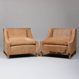 George Ciancimino Suede Club Chairs
