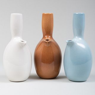 Three Russel Wright Porcelain 'Iriquois' Pitchers