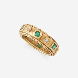An eighteen karat gold, diamond, and emerald ring, Penny Preville, Amulet