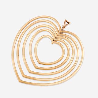 A gold-plated brass pendant, Yaacov Agam, "Beating Heart"