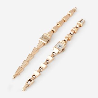 A collection of two fourteen karat gold ladies watches,