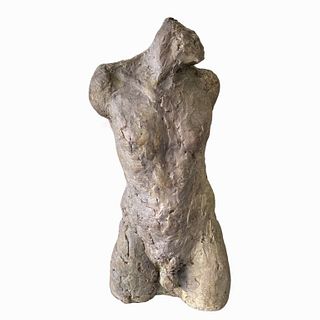 Plaster & Bronze Nude Male Sculpture