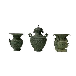 (3) Decorative Oriental Mini Pots