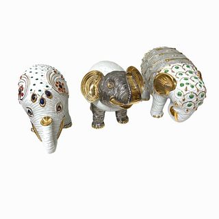 (3) Italian Porcelain Ceramic Elephants