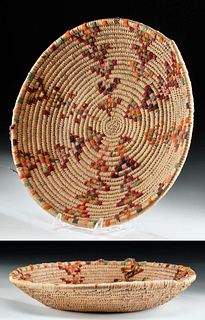 Early 20th C. American Pocumtuck Woven Raffia Basket