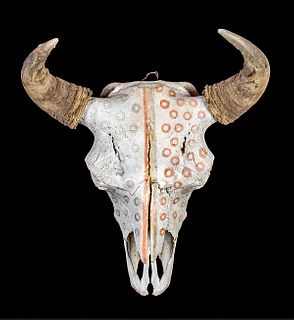 19th C. Native American Painted Bison Skull