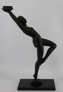 Large Art Deco Bronze Figure Of A Dancing Nude