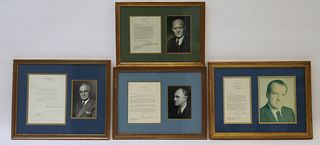 4 Presidential Signatures With Photos, Framed
