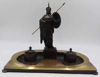 Classical Bronze Inkstand with Figure of Athena.