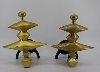 Pair Of Patinated And Gilt Decorated Giacometi
