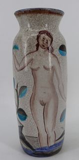 Wiener Werkstatte Glazed Terracotta Vase.
