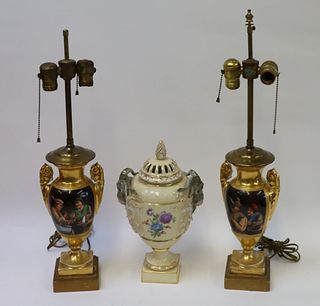 3 Antique Porcelain Urns Inc K.P.M.