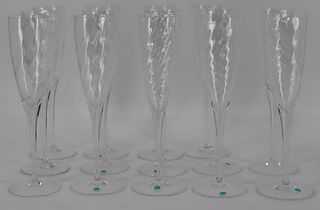 CRYSTAL. Set of 14 Tiffany & Co Champagne Flutes.