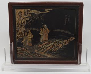 18th C Chinese Kang Xi Lacquered Table Screen.