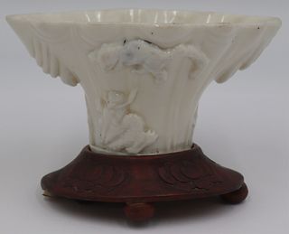 Chinese Blanc de Chine Libation Cup & Fitted Stand