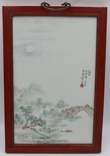 Chinese Enamel Decorated Landscape Plaque.