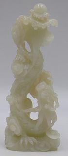 Chinese Jade Carving of Dragon Chasing the Flaming
