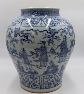 Large Chinese Blue and White Porcelain Vessel.