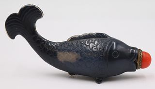 Carved Agate? Dolphin Form Snuff Bottle.