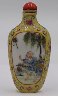 Signed Chinese Famille Rose Snuff Bottle.