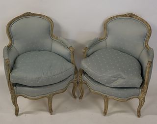 Pair Of Antique Louis XV Style Upholstered