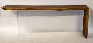 Midcentury Style Wood & Lucite Console.