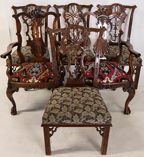 A Matched Set Of 6 Chippendale Style Mahogany