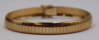 JEWELRY. Italian 14kt Gold Omega Bracelet.