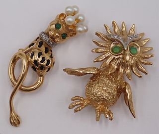 JEWELRY. (2) 14kt Gold Figural Brooches.
