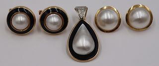 JEWELRY. 14kt Gold, Mabe Pearl and Diamond Jewels.