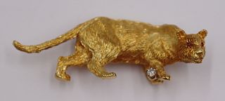 JEWELRY. 18kt Gold Panther Form Brooch.