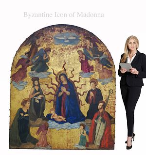 A Monumental Byzantine Icon of Madonna