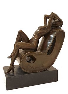 The Relaxation, A Bronze Sculpture, Raymundo Signed