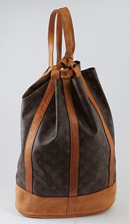 Louis Vuitton Brown Monogram Coated Canvas GM Randonnee Shoulder Bag, the exterior with vachetta leather bottom and adjustable straps and golden brass