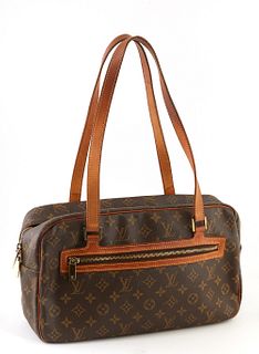 Louis Vuitton Brown Monogram Coated Canvas Cite GM Shoulder Bag, with double vachetta handles and golden brass hardware, the interior of the bag in be