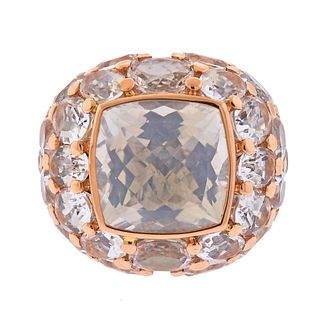 Mimi Milano 18k Gold Crystal Cocktail Ring 