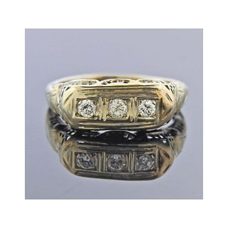 Art Deco 14K Gold Diamond Ring