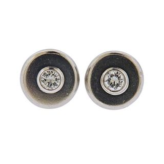 Platinum Diamond Button Earrings