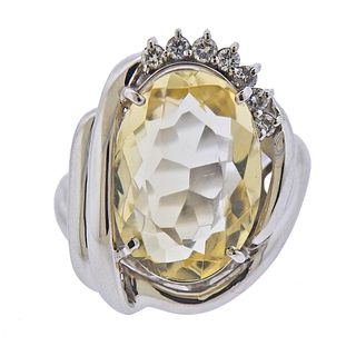 Platinum Diamond Gemstone Ring 