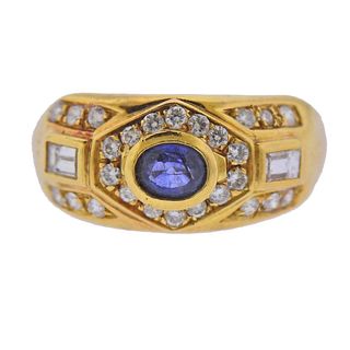 18k 14k Gold Diamond Sapphire Ring 