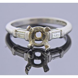 Mid Century Platinum Diamond Engagement Ring Setting 