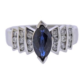 14k Gold Diamond Sapphire Ring 