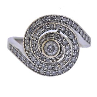 14k Gold Diamond Swirl Motif Ring 
