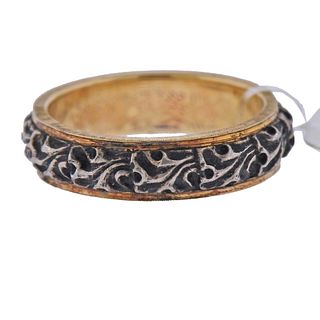 Buccellati Brunito 18k Gold Silver Band Ring 