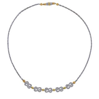 Buccellati 18k Gold Diamond Love Knot Necklace 